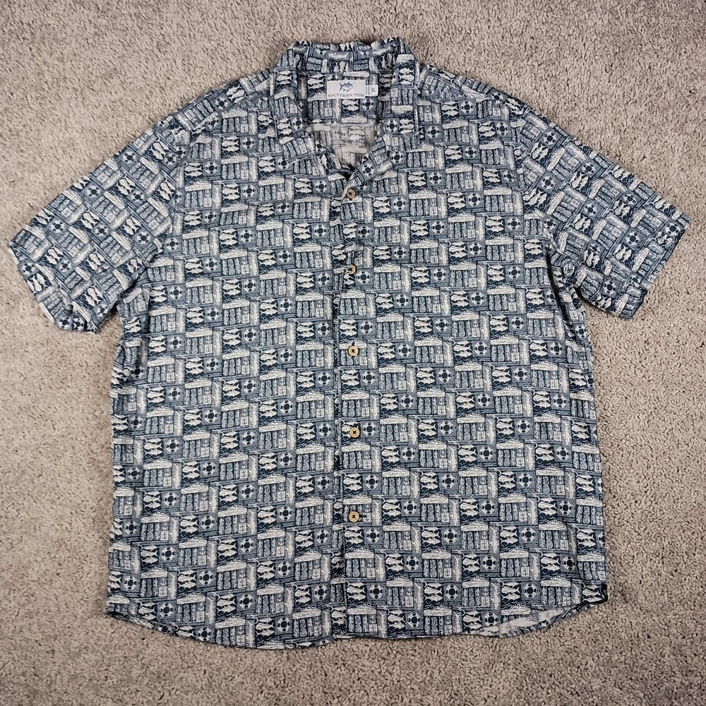 Southern Tide All Inclusive XL Linen Short Sleeve Button Down Mens Shirt - Picture 2 of 10
